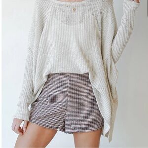 Houndstooth Zip Shorts